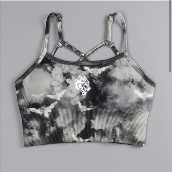 Wolf Chopper "Everson Seamless" Huxley Bra in Owen Green Death Moth Ghost Clouds - Picture 5 of 6